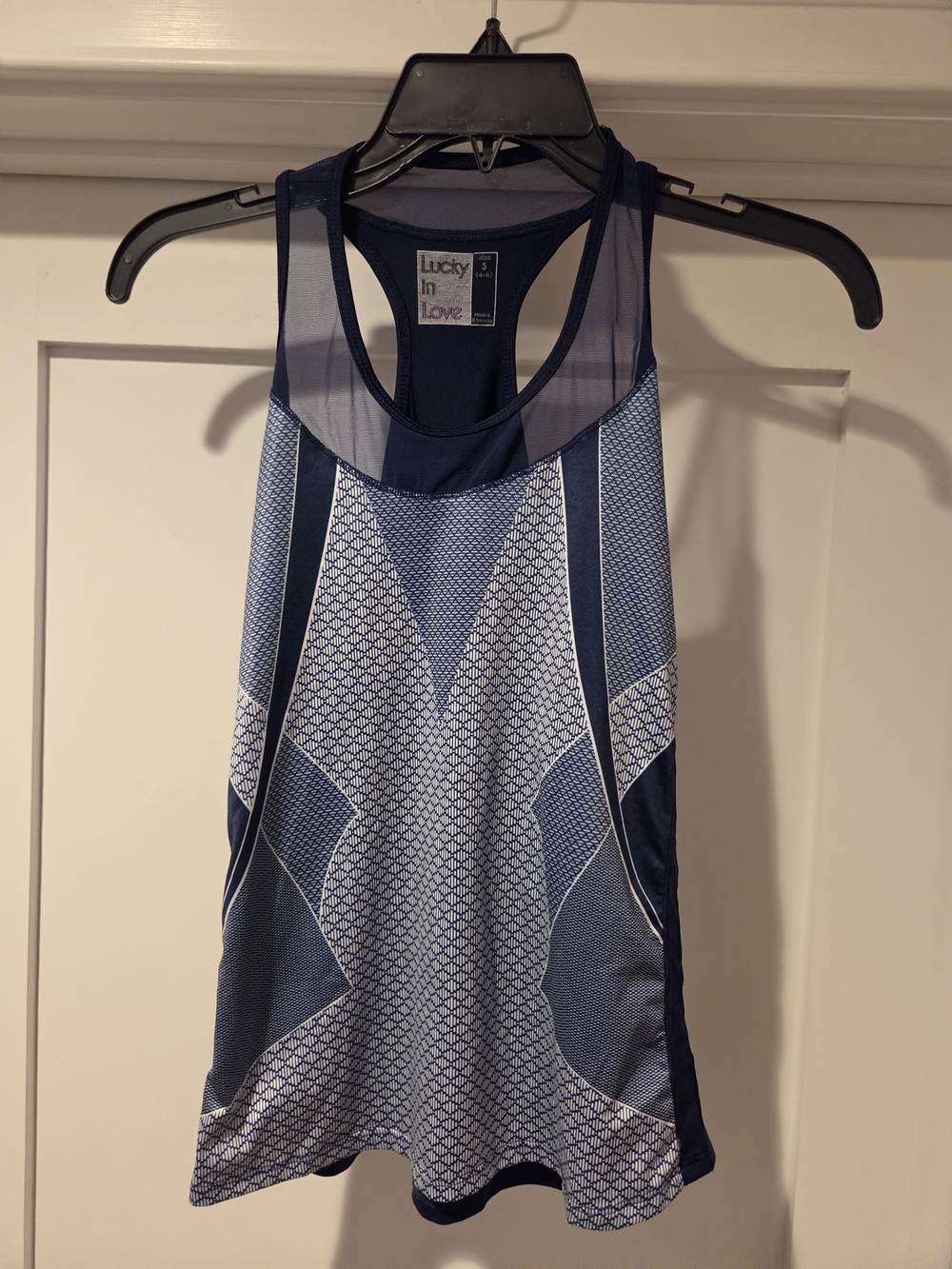 Lucky in Love Navy and Light Blue Geometric Racerback Tank